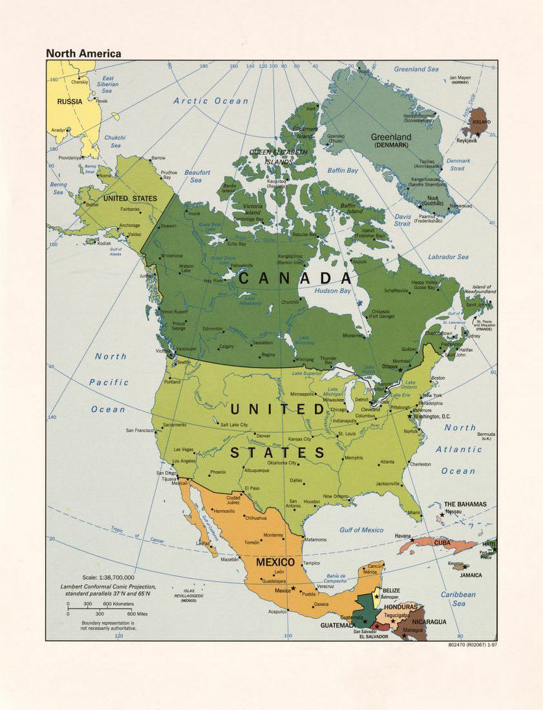 Map of North America Framed Push Pin Map