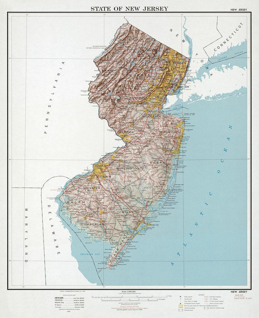 Map of State of New Jersey Framed Push Pin Map