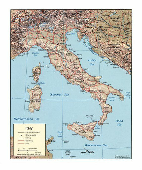 Map of Italy Framed Push Pin Map