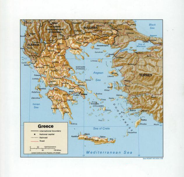 Map of Greece Framed Push Pin Map