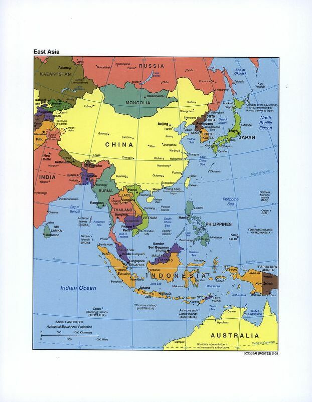 Map of East Asia Framed Push Pin Map