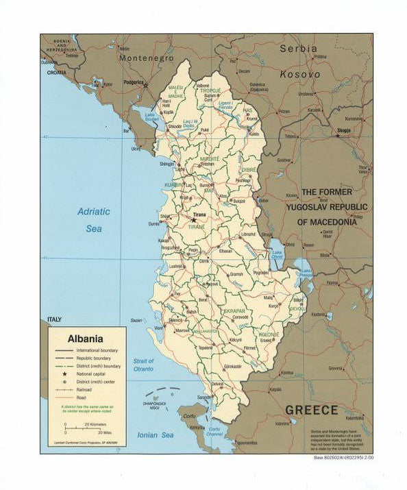 Map of Albania Framed Push Pin Map