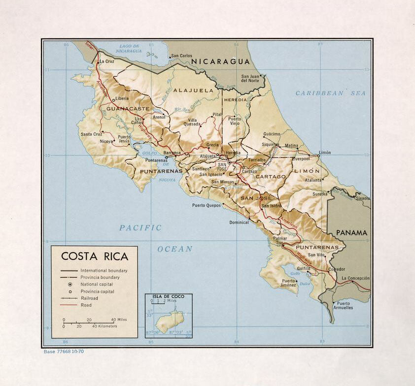 Map of Costa Rica Framed Push Pin Map