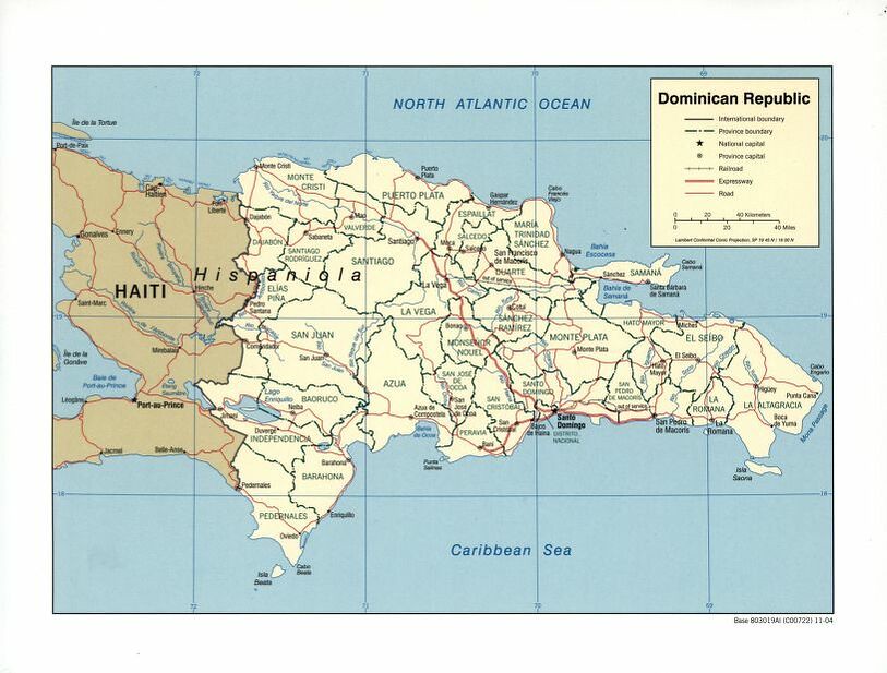 Map of Dominican Republic Framed Push Pin Map