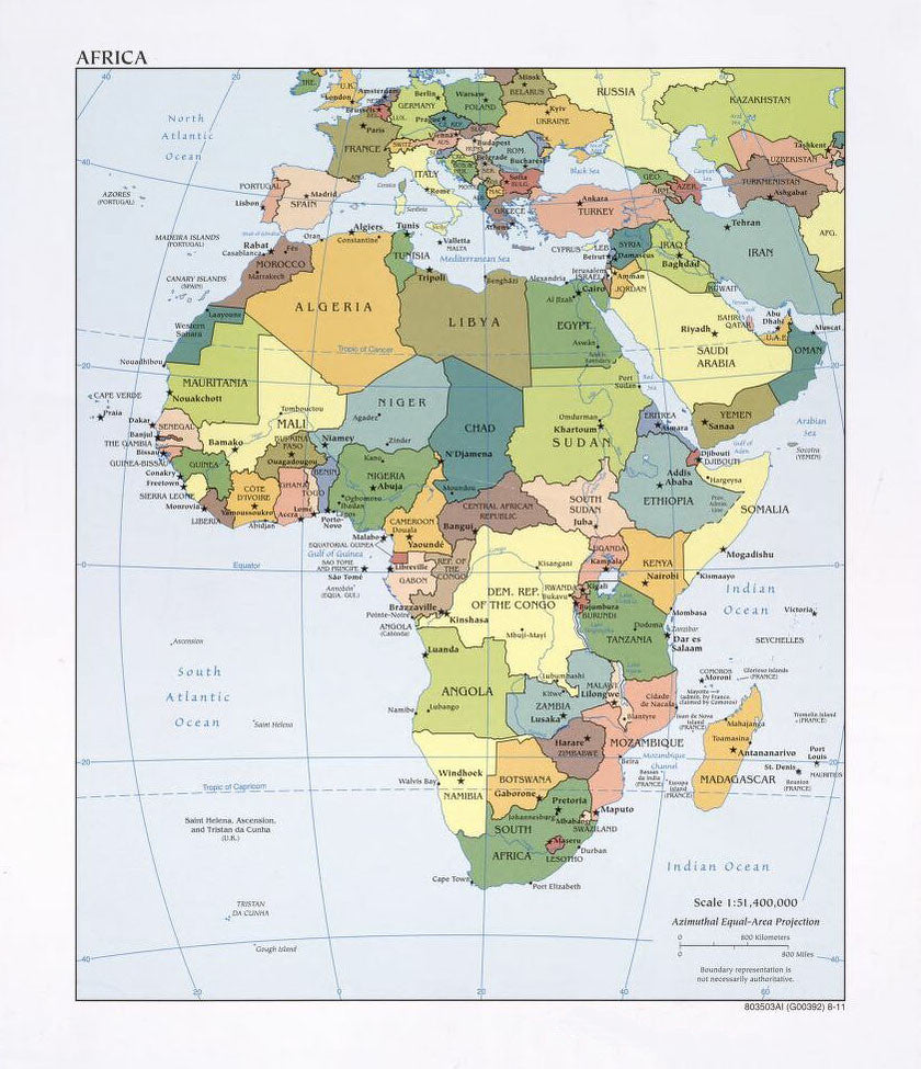 Map of Africa Framed Push Pin Map