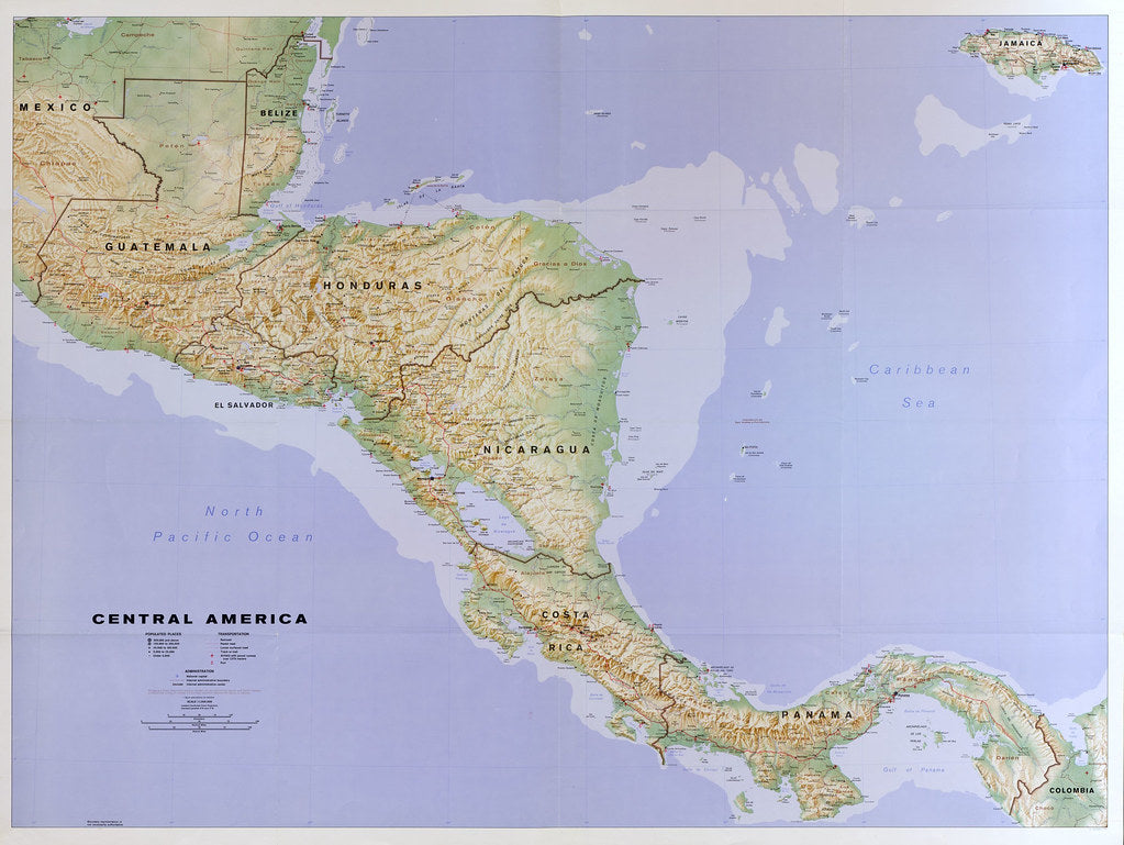 Map of Central America Framed Push Pin Map