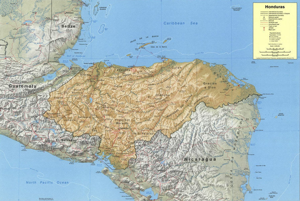 Map of Honduras Framed Push Pin Map