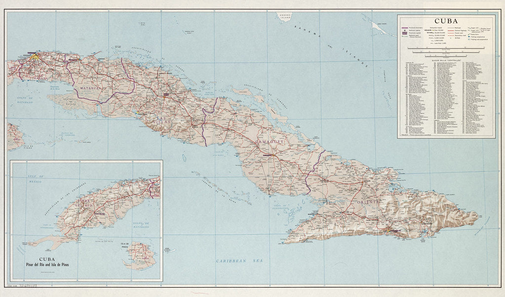Map of Cuba Framed Push Pin Map