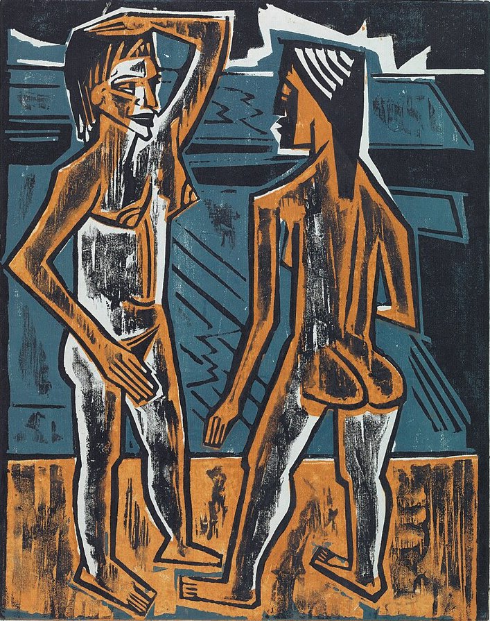 Max Pechstein Two Standing Figures - Hand Painted Oil Painting
