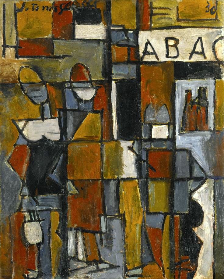 Joaquin Torres-Garcia Figuras Sobre Uma Estrutura - Hand Painted Oil Painting