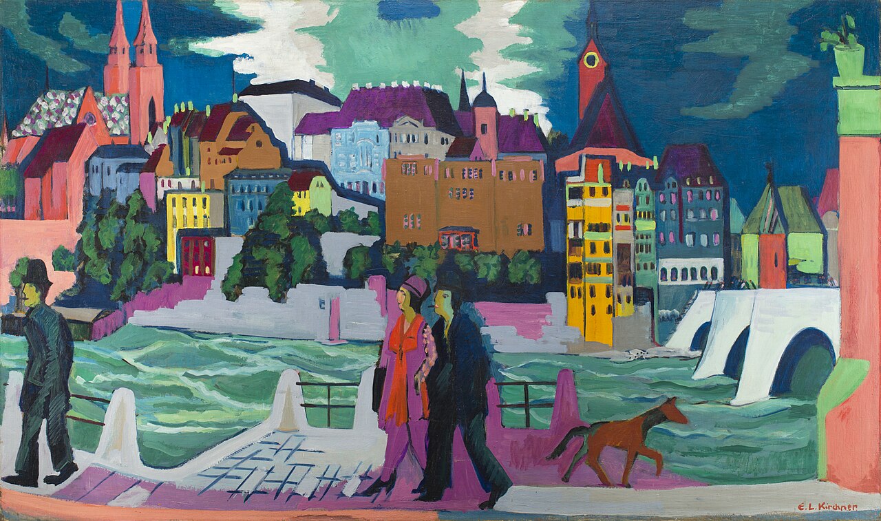 Ernst Ludwig Kirchner View of Basel and the Rhine - Hand Painted Oil Painting