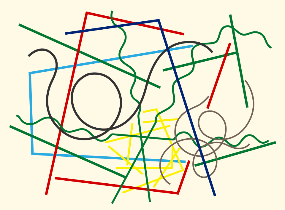 Sophie Taeuber-Arp Grasse, Geometric and Wavy Lines - Hand Painted Oil Painting