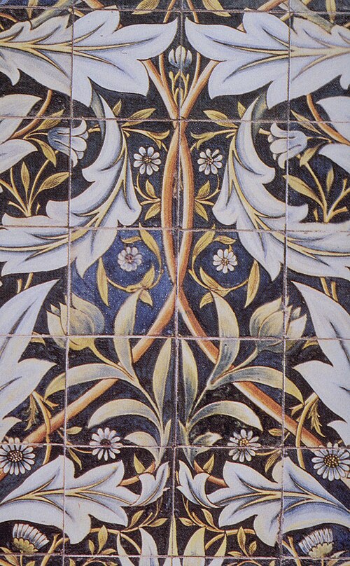 William Morris Panel of Ceramic Tiles - Hand Painted Oil Painting
