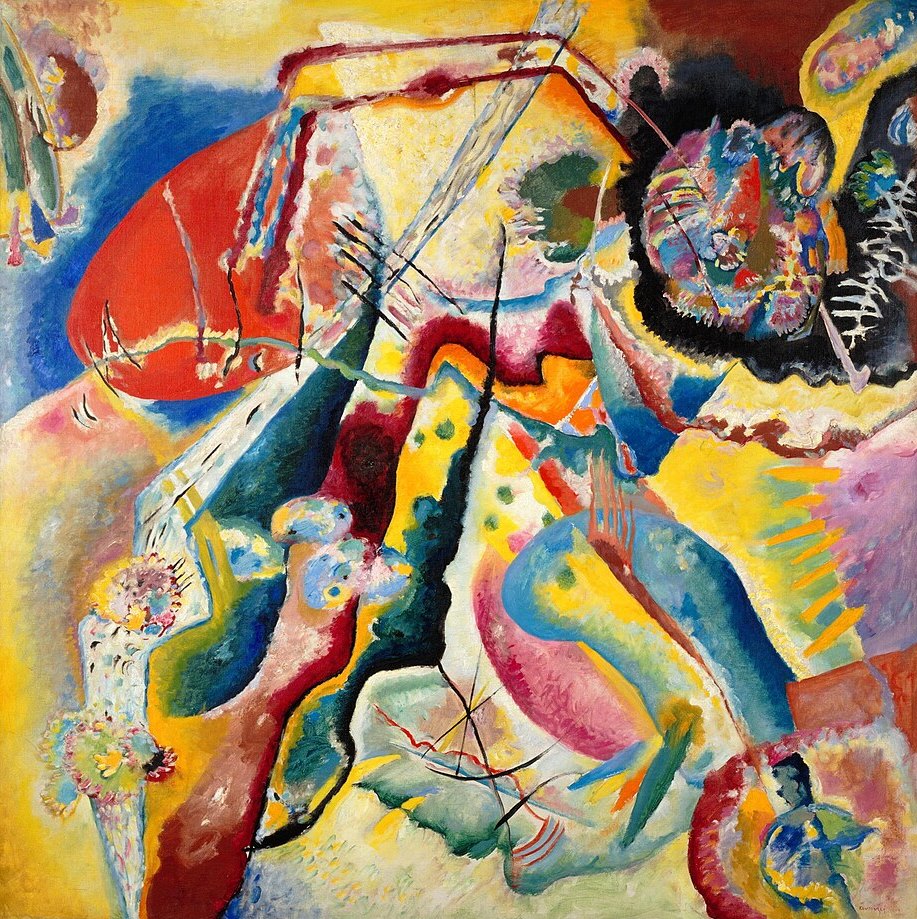 Wassily Kandinsky Painting with a Red Stain - Hand Painted Oil Painting