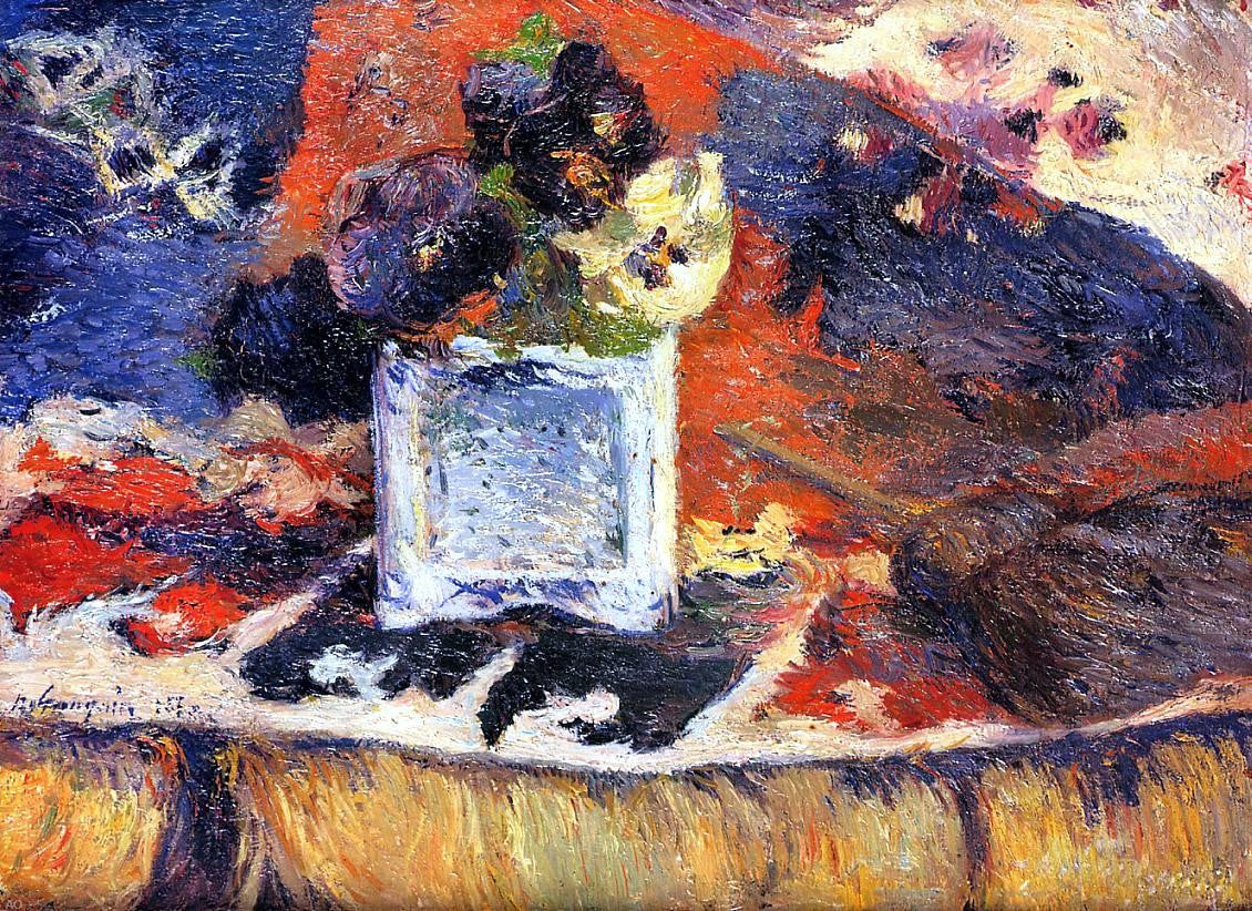 Paul Gauguin Flowers and Carpet (also known as Pansies) - Hand Painted Oil Painting