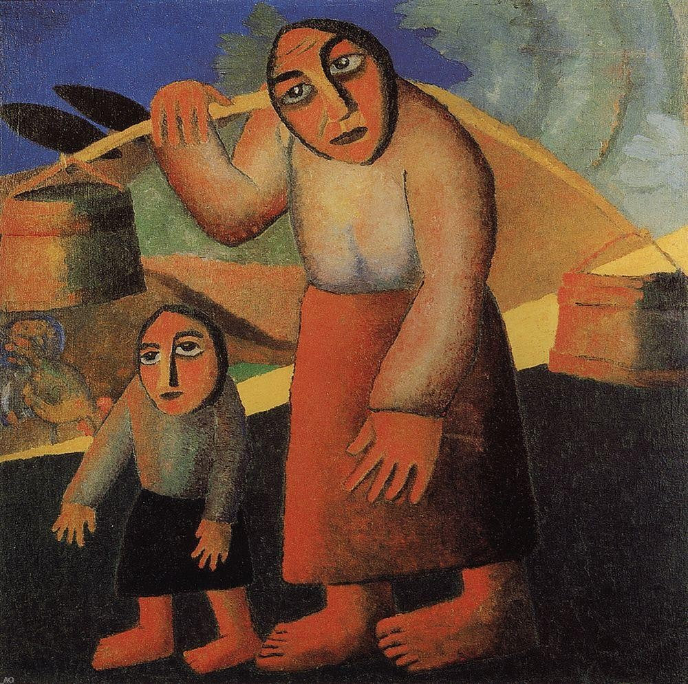 Kazimir Malevich Peasant Woman with Buckets and a Child - Hand Painted Oil Painting