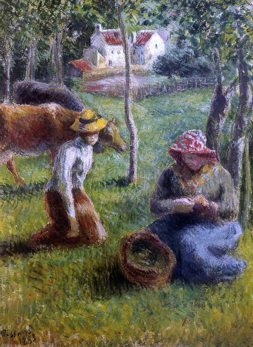 Camille Pissarro Cowherd - Hand Painted Oil Painting