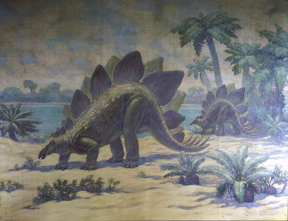 Charles R. Knight Stegosaurus - Hand Painted Oil Painting