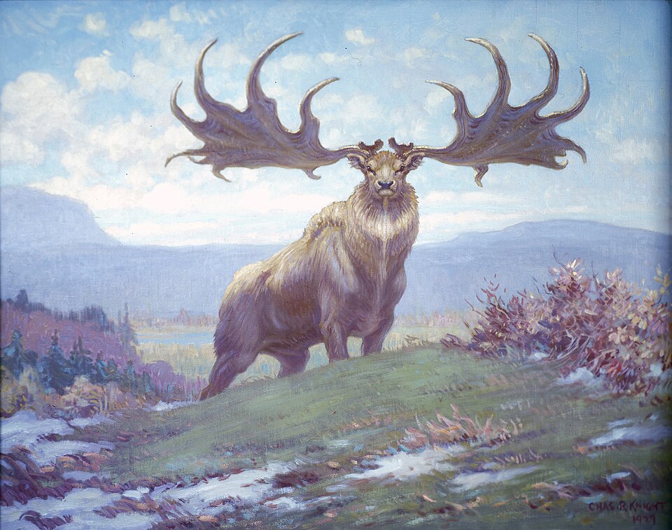 Charles R. Knight Megaloceros from Pleistocene - Hand Painted Oil Painting