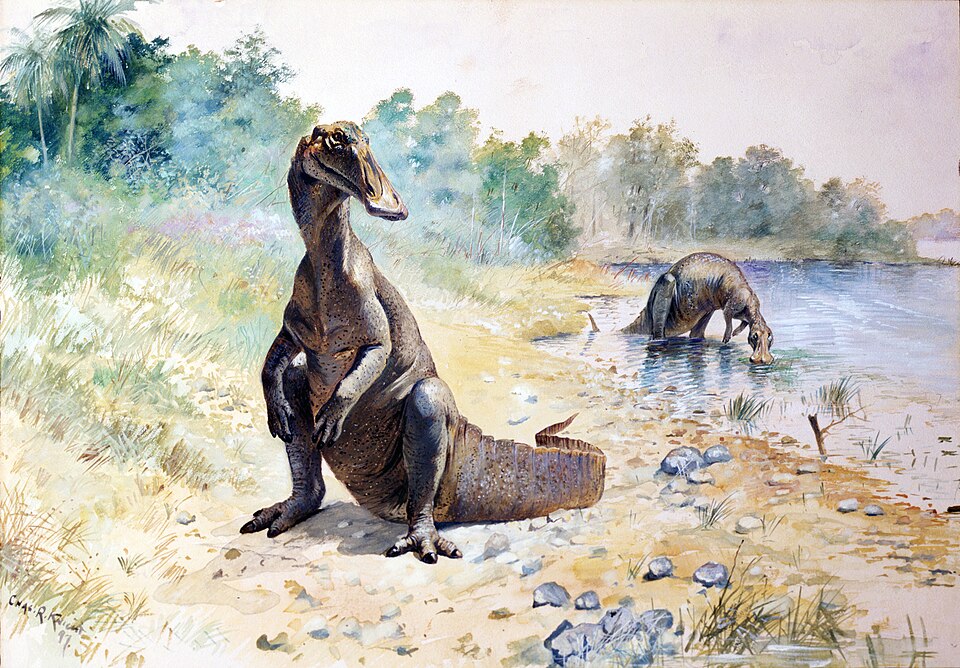 Charles R. Knight Hadrosaurus - Hand Painted Oil Painting