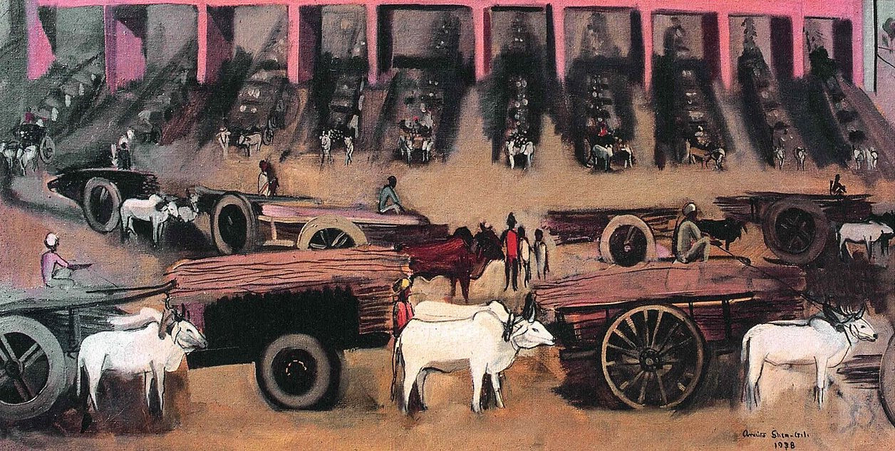 Amrita Sher-Gil Three Bullock Carts - Hand Painted Oil Painting