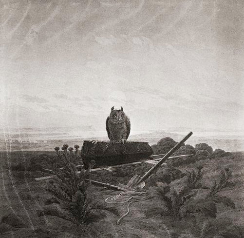 Caspar David Friedrich Landscape with Grave, Coffin and Owl - Hand Painted Oil Painting