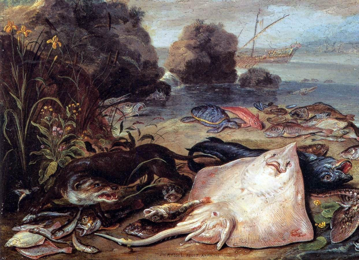 Jan Van I Kessel The Day's Catch (detail) - Hand Painted Oil Painting