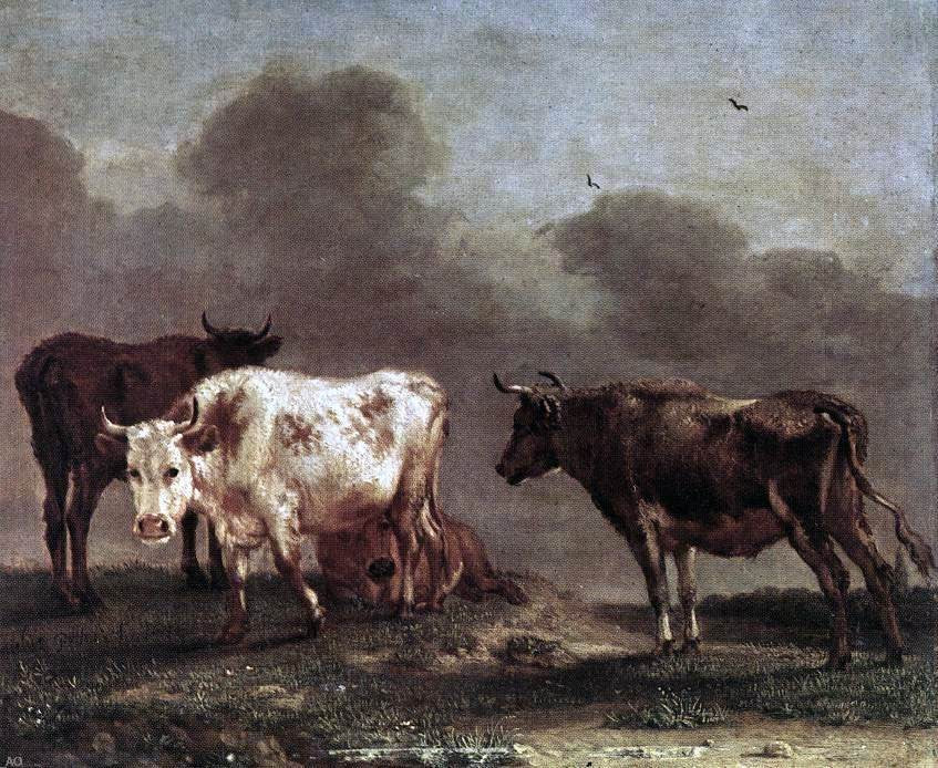 Paulus Potter Cows in a Meadow - Hand Painted Oil Painting
