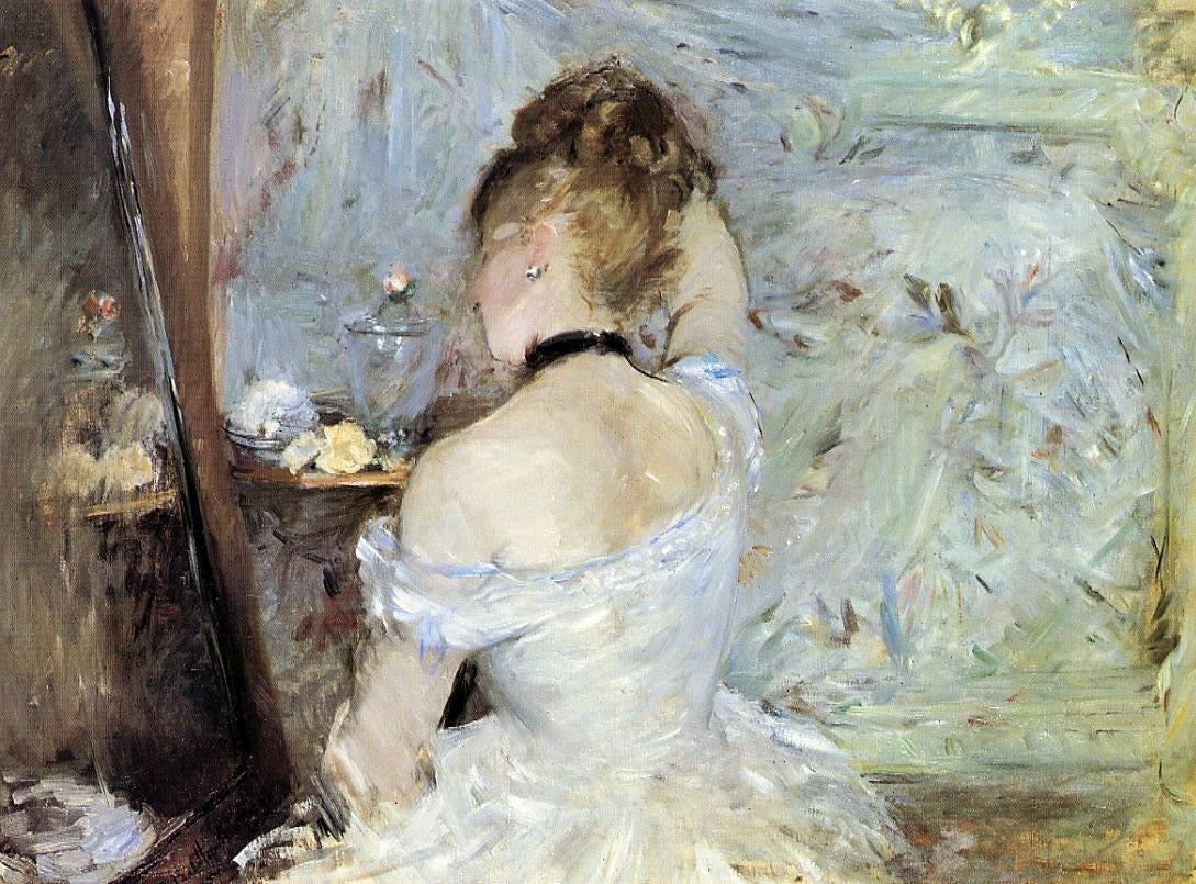 Berthe Morisot Young Woman at the Mirror (also known as Young Girl Getting Dressed, Seen from the Back) - Hand Painted Oil Painting