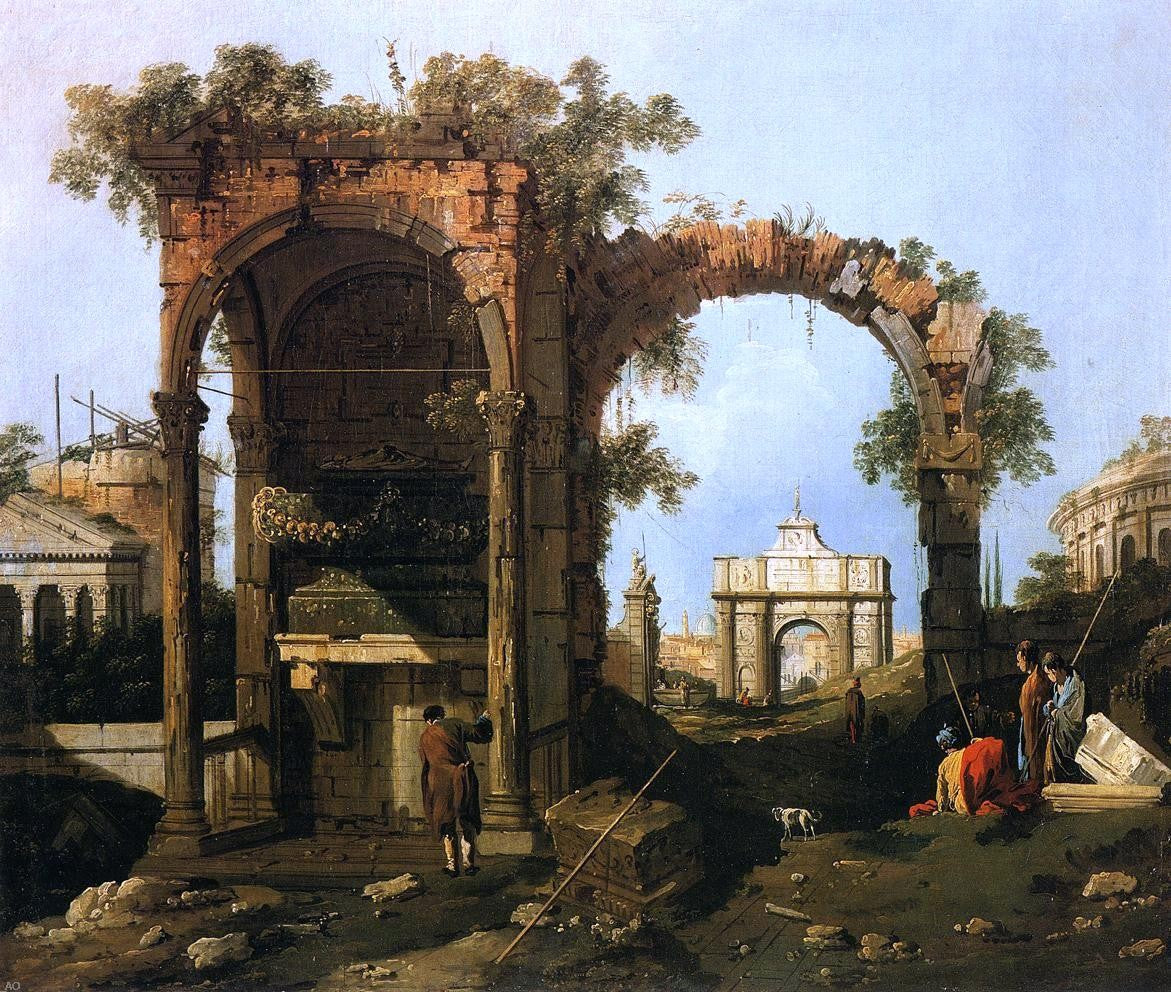 Canaletto A Landscape with Ruins (also known as picket Duty in Virginia) - Hand Painted Oil Painting