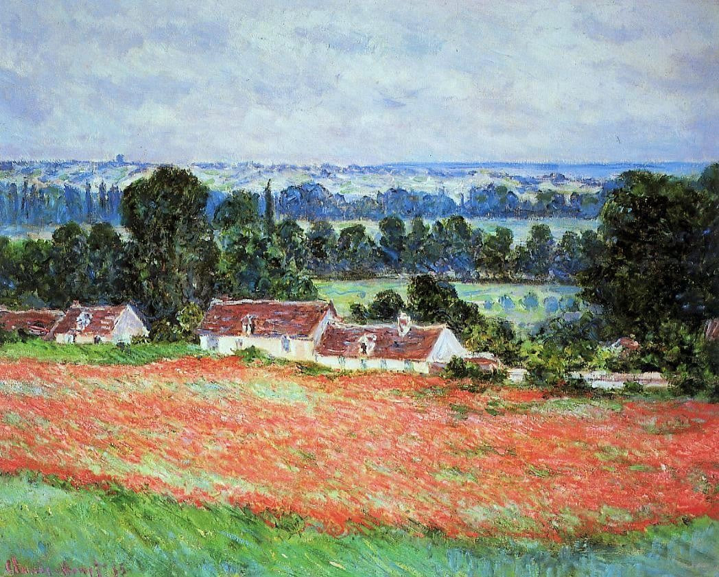 Claude Oscar Monet Poppy Field at Giverny - Hand Painted Oil Painting