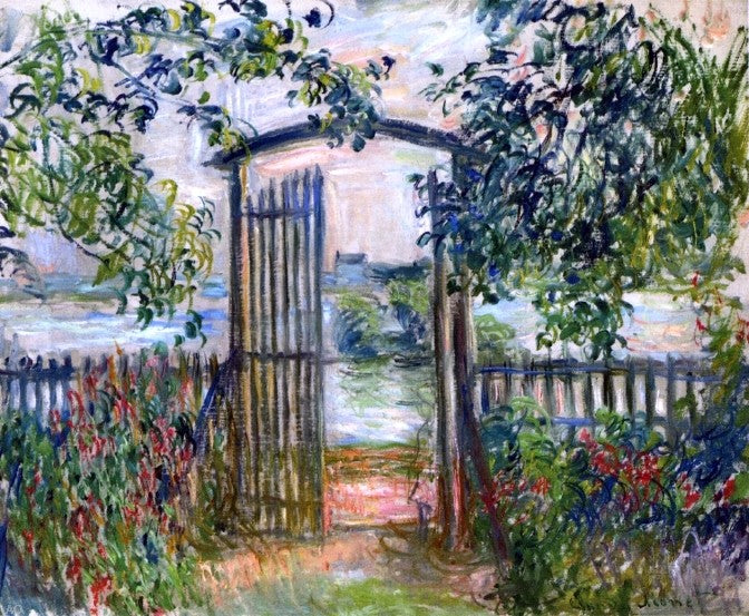 Claude Oscar Monet A Garden Gate at Vetheuil - Hand Painted Oil Painting