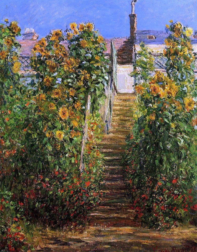 Claude Oscar Monet The Steps at Vetheuil - Hand Painted Oil Painting