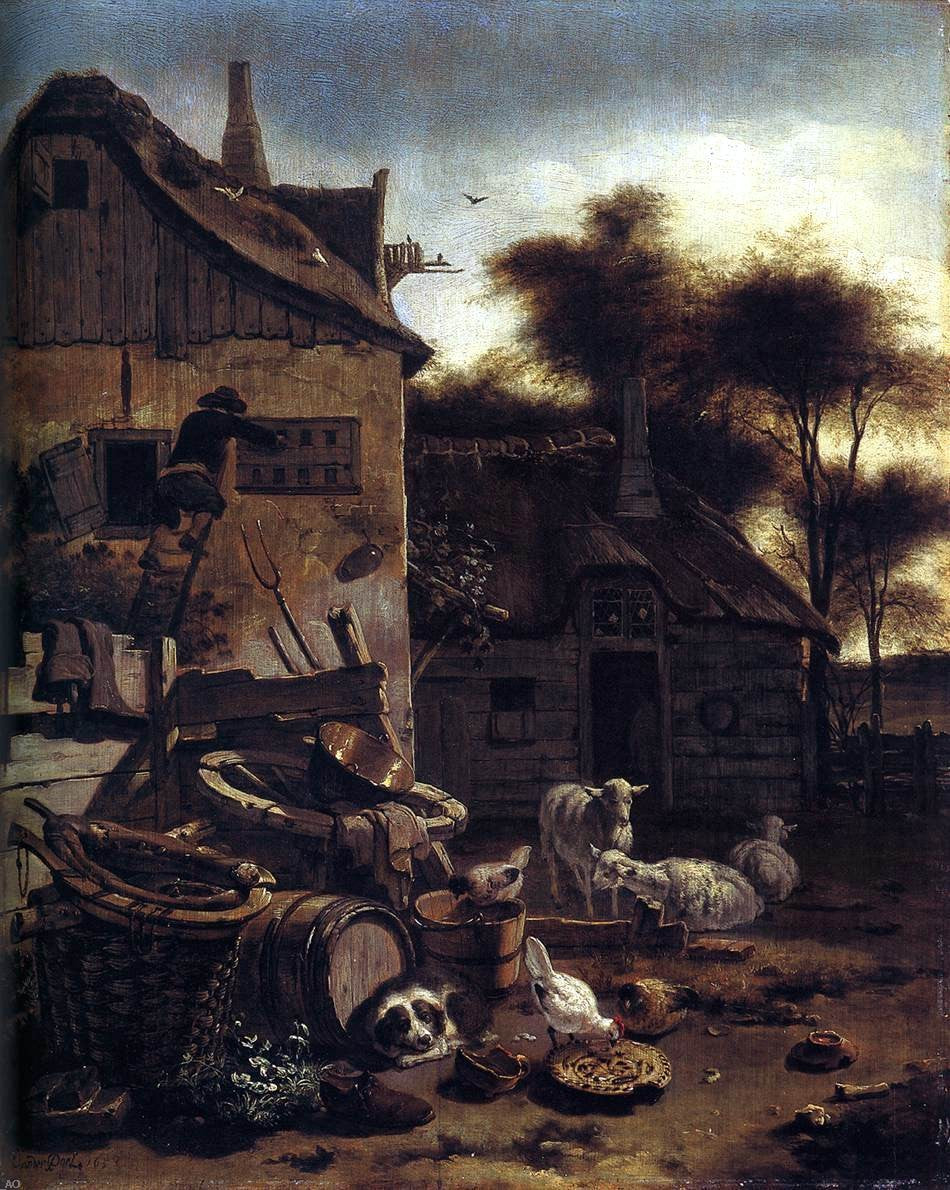Egbert Van der Poel The Barnyard Scene - Hand Painted Oil Painting