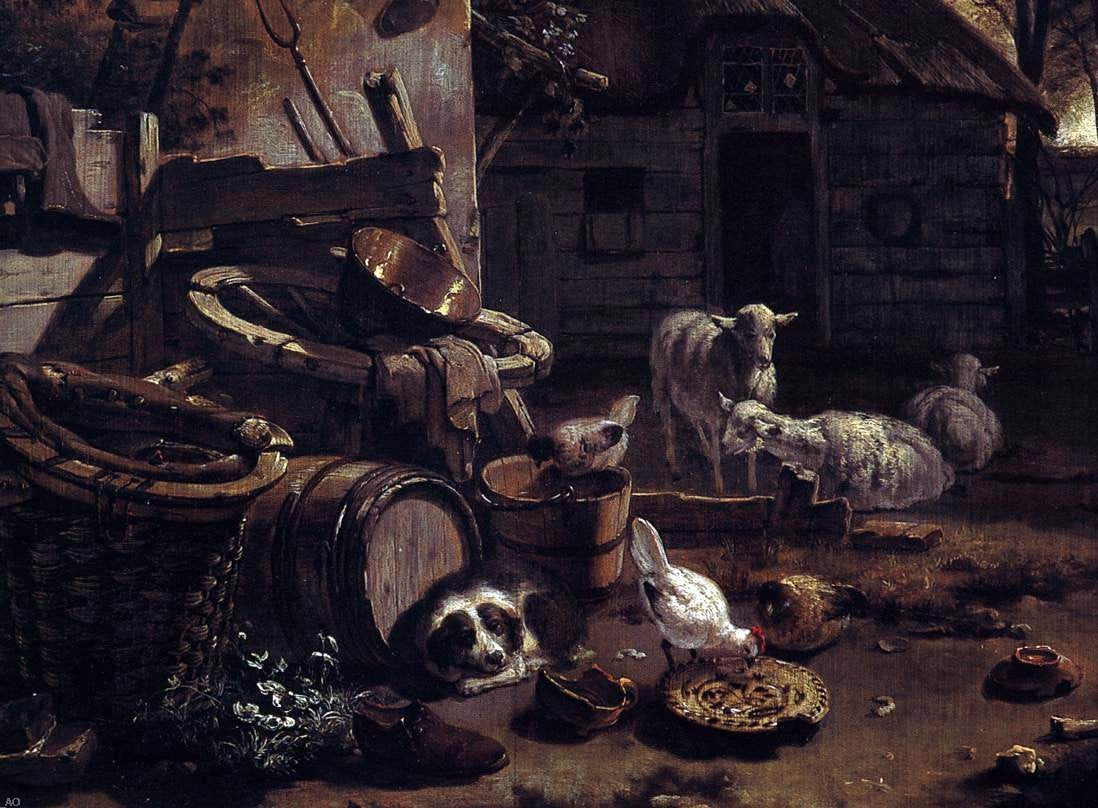 Egbert Van der Poel The Barnyard Scene (detail) - Hand Painted Oil Painting