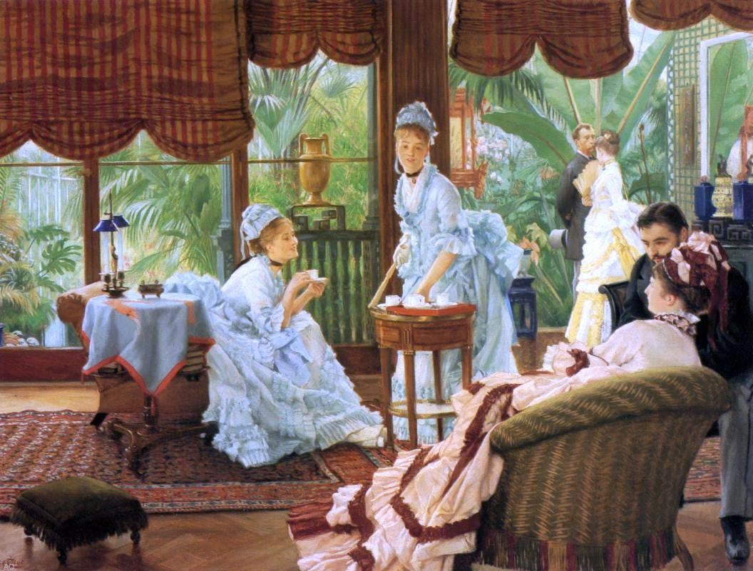 James Tissot In the Conservatory (also known as The Rivals) - Hand Painted Oil Painting