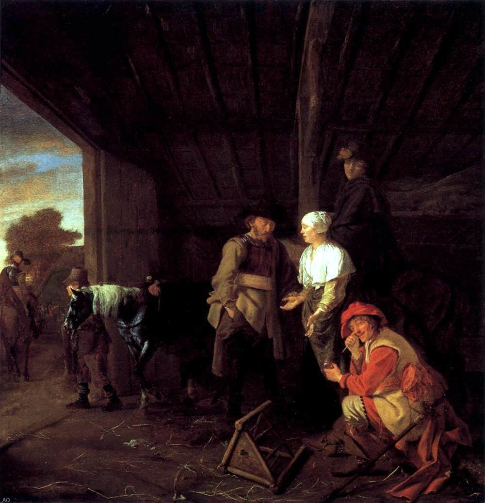 Ludolf De Jongh Paying the Hostess - Hand Painted Oil Painting