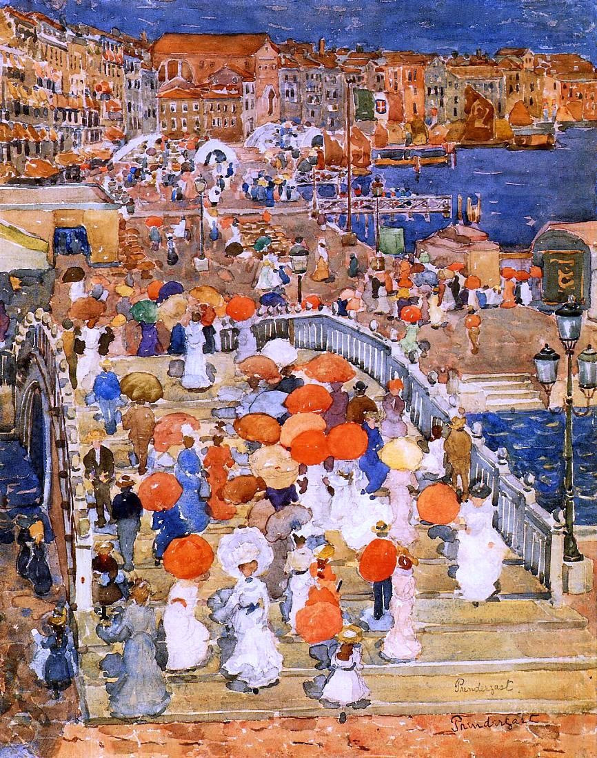 Maurice Prendergast Ponte della Paglia (also known as Marble Bridge) - Hand Painted Oil Painting