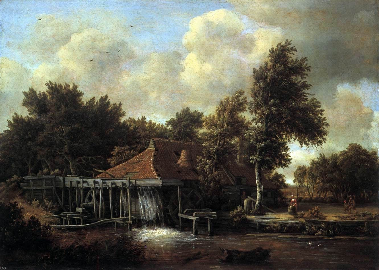 Meyndert Hobbema A Watermill - Hand Painted Oil Painting