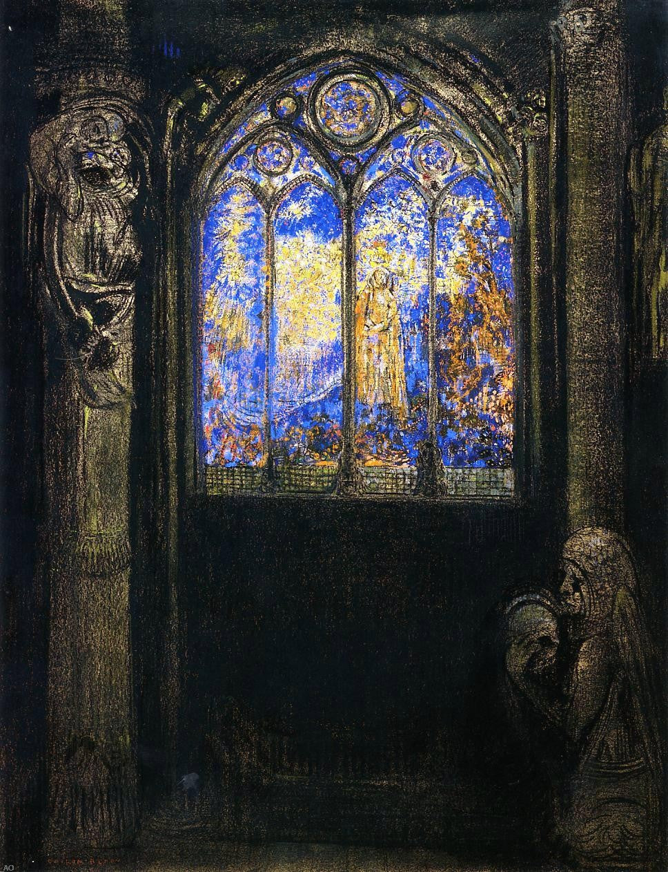 Odilon Redon Stained Glass Window - Hand Painted Oil Painting