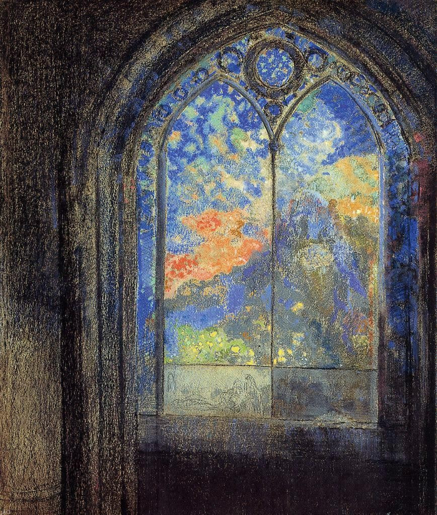 Odilon Redon Stained Glass Window (also known as The Mysterious Garden) - Hand Painted Oil Painting