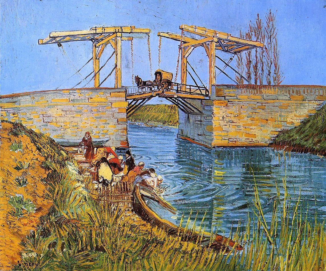 Vincent Van Gogh The Langlois Bridge at Arles with Women Washing (also known as Bridge at Arles (Women Washing)) - Hand Painted Oil Painting