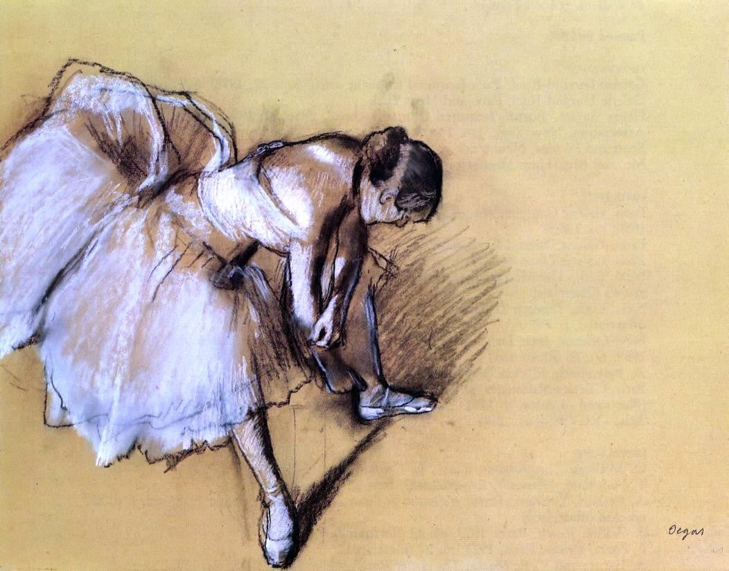 Edgar Degas Dancer Adjusting Her Slipper - Hand Painted Oil Painting