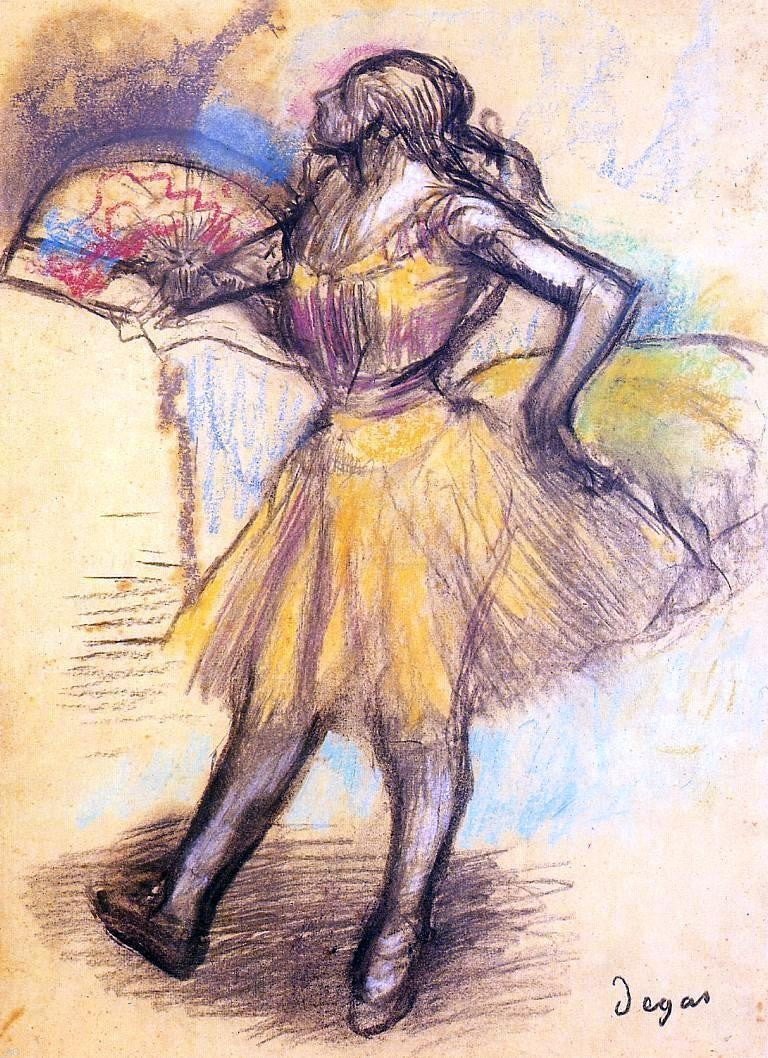 Edgar Degas Dancer with a Fan (study) - Hand Painted Oil Painting