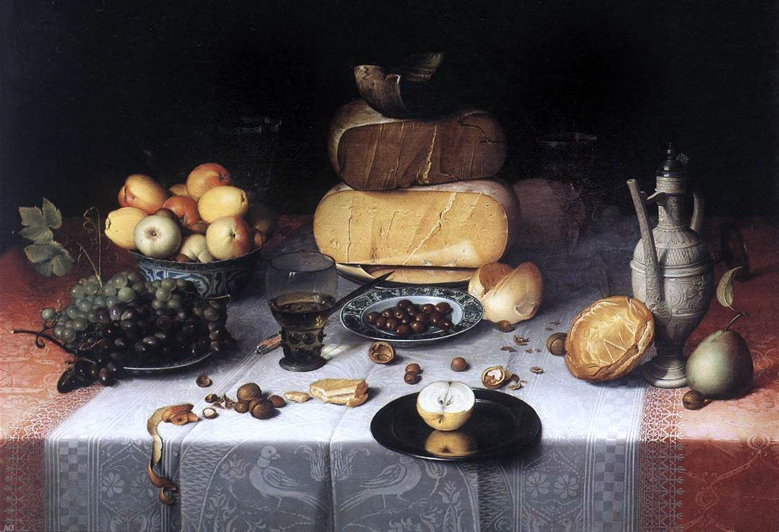 Floris Claesz Van Dijck Laid Table with Cheeses and Fruit - Hand Painted Oil Painting