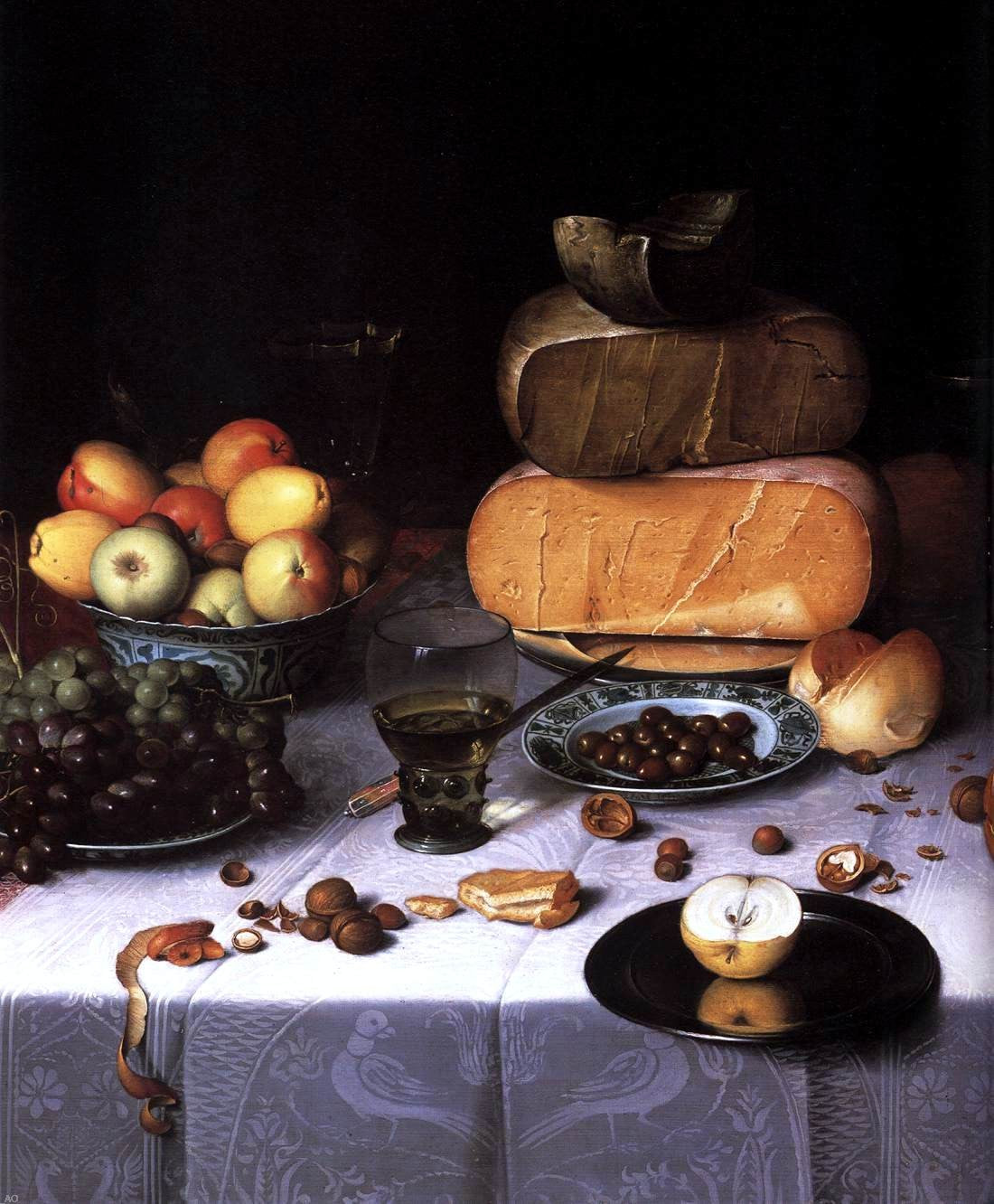 Floris Claesz Van Dijck Laid Table with Cheeses and Fruit (detail) - Hand Painted Oil Painting