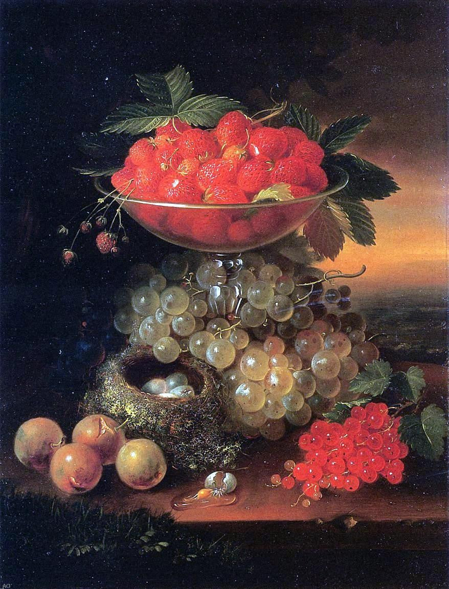  George Forster Still Life with Fruit and Nest of Eggs - Hand Painted Oil Painting