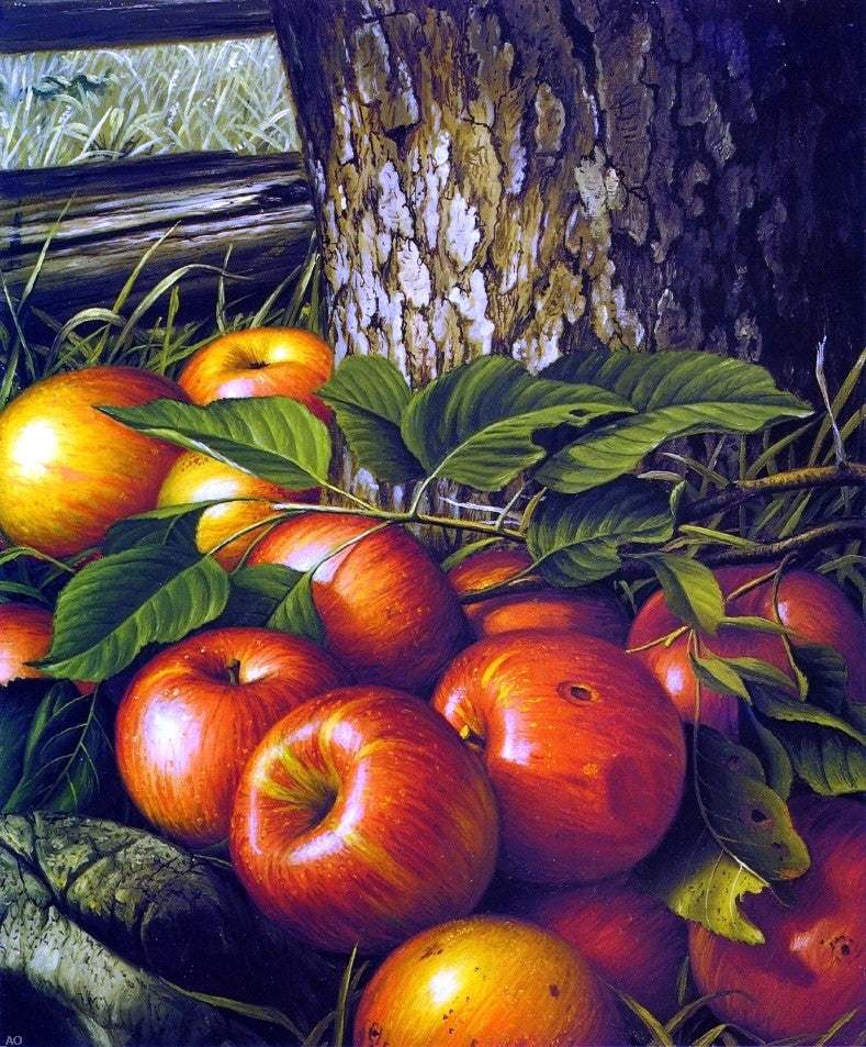 Levi Wells Prentice Apples and Tree Trunk - Hand Painted Oil Painting