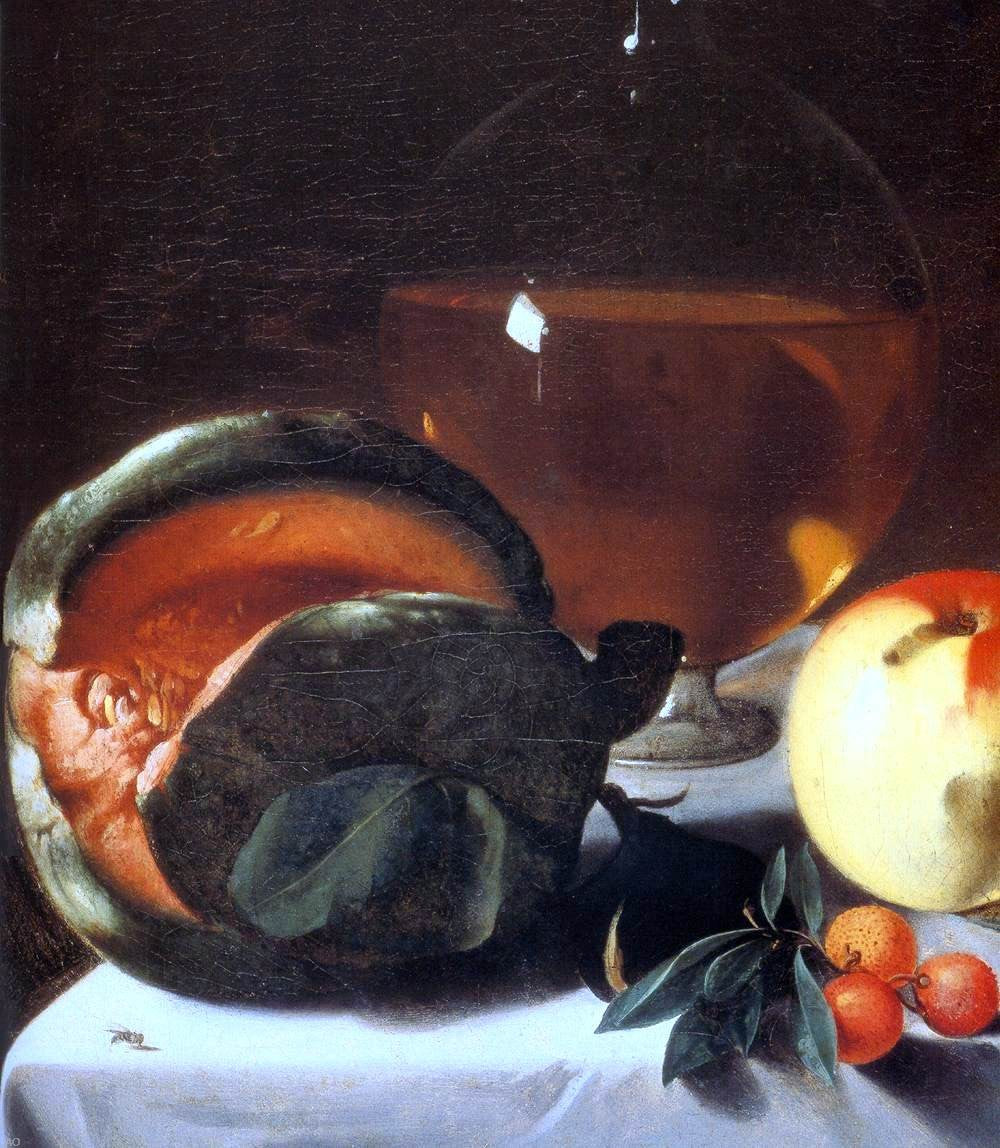 Pensionante Del saraceni Still-Life with Fruit and a Carafe of White Wine (detail) - Hand Painted Oil Painting