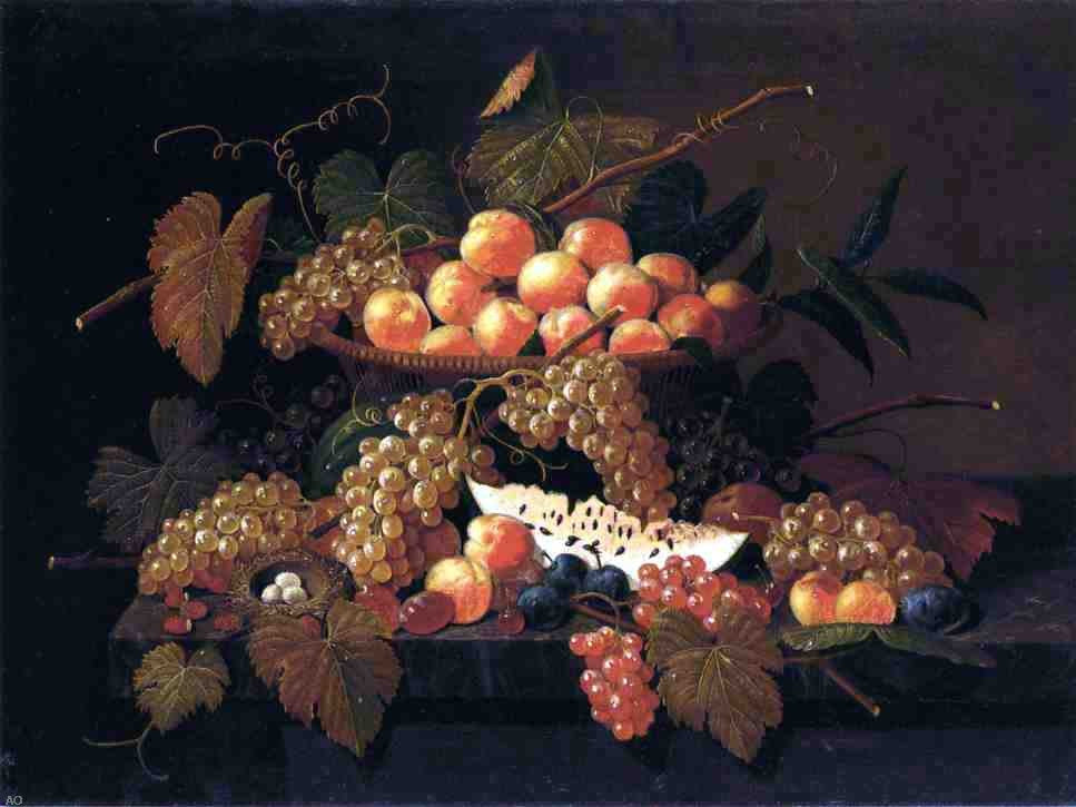 Severin Roesen Still Life with Fruit and Nest - Hand Painted Oil Painting